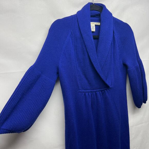 Diane Von Fursternberg 100% Wool Royal Blue Sweater Dress Size Small - Picture 5 of 9